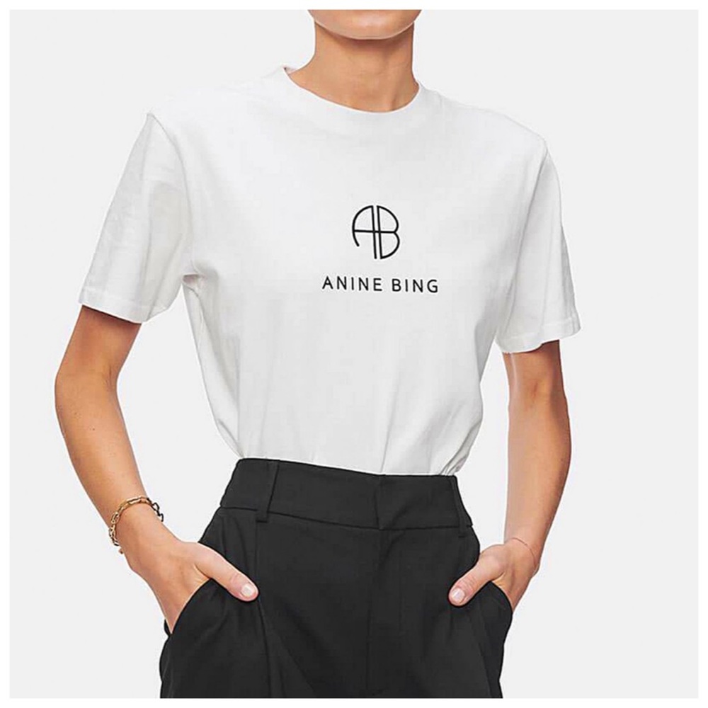 ANINE BING White Hudson logo print T-shirt